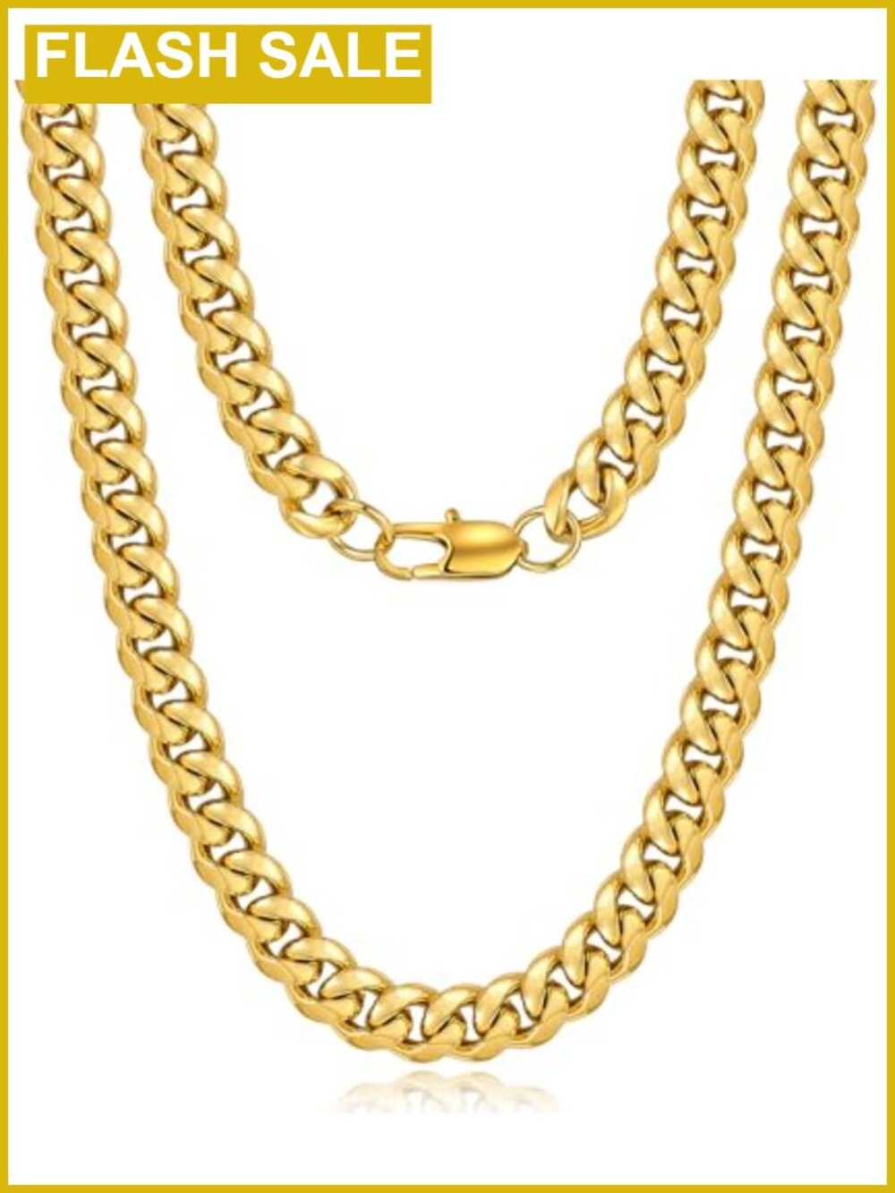 Cuban Link Chain 18K Gold Plated 316L Stainless Steel Mens Necklace